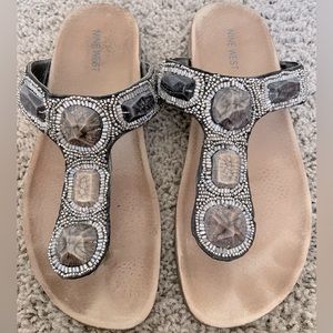 Nine West Beaded Sandals with Toe Bar